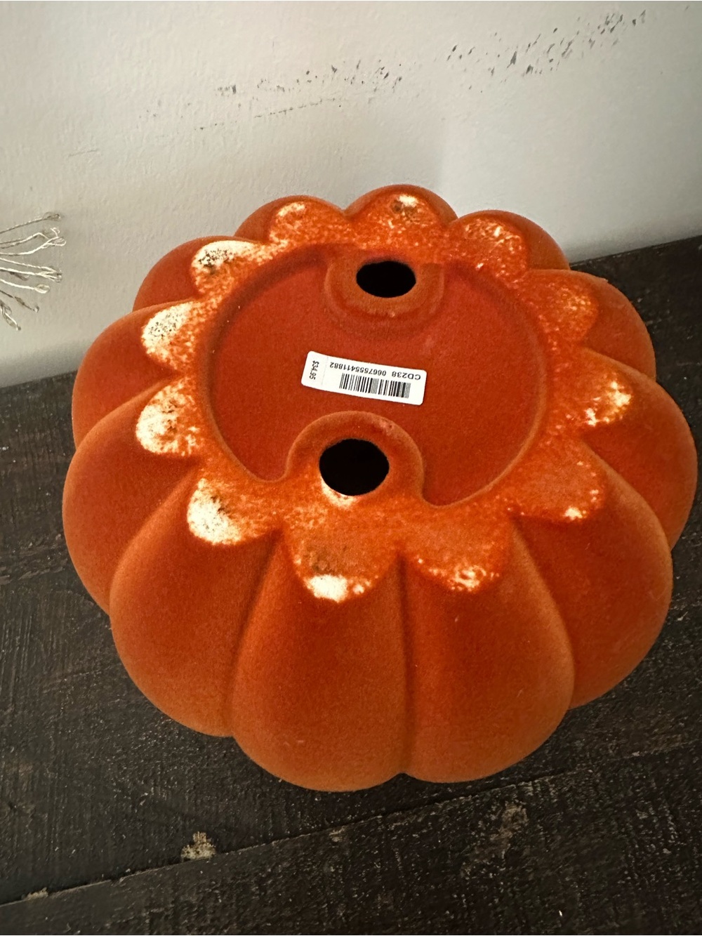 Bath & Body Works Orange Flocked Pumpkin 3 Wick Candle Holder - Picture 3 of 3